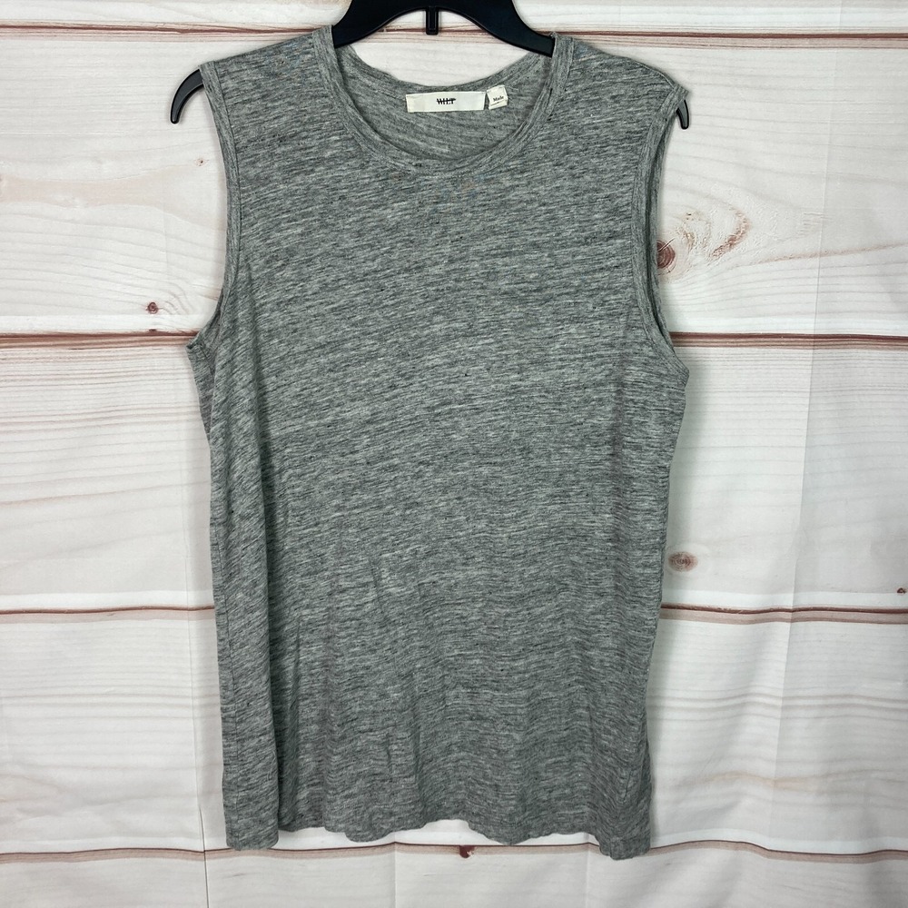 Wilt Top‎ Womens XS Gray Tank Crew Neck Linen Knit Sleeveless Basic Pullover